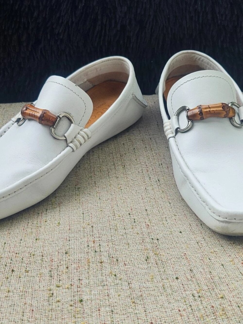 Gucci Men Loafer Shoes White Leather Slip On Driving Horsebit Size 40 Made Italy - Picture 4 of 14
